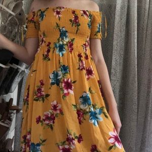 Yellow off the shoulder dress